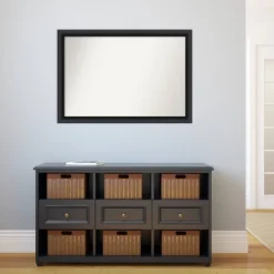 40" X 28" Non-Beveled Nero Black Wood Wall Mirror - Amanti Art: Modern Rectangular, Includes Mounting Hardware -Umbra Home Decor Shop GUEST 46ab961c dd5b 4bdf 9890 369d4d5af8c6