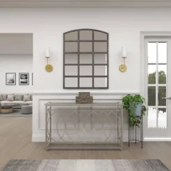 Metal And Mirror Trellis Design Front And Sides Console Table Silver - Olivia & May -Umbra Home Decor Shop GUEST 46b57438 959e 498e abad b7f8fa902d9c