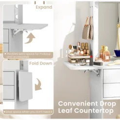 Tangkula Vanity Desk Set W/ Mirror And Lights 3-Color Lighted Mirror Cushioned Stool White -Umbra Home Decor Shop GUEST 46f3a66f ba4b 4fff 8c1b 5978e78e354c