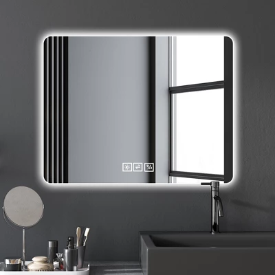 DOMETOUR LED Bathroom Mirror, Anti-Fog, Front And Backlit, 3 Colors, 5-Level Dimmable, Wall Mounted, Horizontal/Vertical 1 DOMETOUR LED Bathroom Mirror, Anti-Fog, Front And Backlit, 3 Colors, 5-Level Dimmable, Wall Mounted, Horizontal/Vertical
