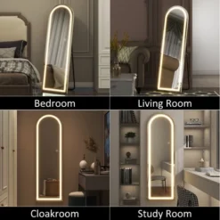 Abilene Full Length Mirror With LED Lights, 63"×20" LED Free Standing Mirror Wall Mirror With Dimming & 3 Color Modes,Arch -The Pop Home -Umbra Home Decor Shop GUEST 482d783e 9629 45b7 95af 399c30e9a68d