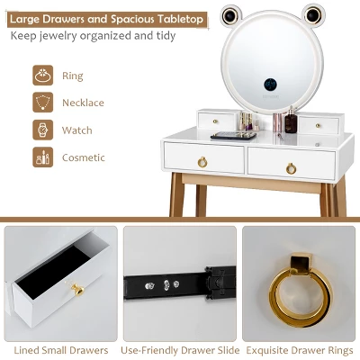 Costway Vanity Dressing Table Set Touch Screen Dimming Mirror 4 Costway Vanity Dressing Table Set Touch Screen Dimming Mirror - Image 4