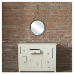 11.9" Suspended Round Galvanized Metal Wall Mirror With Rope Hanging Loop Brown/Silver - Stonebriar Collection 9 11.9" Suspended Round Galvanized Metal Wall Mirror With Rope Hanging Loop Brown/Silver - Stonebriar Collection -Umbra Home Decor Shop GUEST 48d14d88 4cd3 40df a25c 8e346ff3ee56