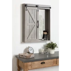 Decorative Wood Wall Storage Cabinet With Vanity Mirror Rustic Gray - Kate & Laurel All Things Decor -Umbra Home Decor Shop GUEST 48ec0754 2812 44d2 b121 240142e00282