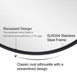 Moon Mirror P01-S10-O2230B 22 X 30 Inch Modern Oval Wall Mounted Hanging Bathroom Vanity Mirror With Stainless Steel Metal Frame, Matte Black -Umbra Home Decor Shop GUEST 48f1081f 6a63 425e 821e 406d67d2a980