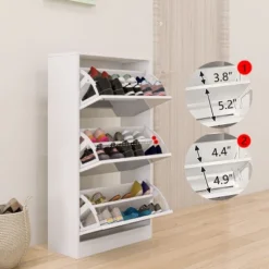 KTMBDW Shoe Cabinet For Entryway, White Narrow Shoe Storage Cabinet Flip Down Shoe Rack Wood 3 Tier Shoe Organizer For Home And Apartment, Mirror -Umbra Home Decor Shop GUEST 490ae9c4 9557 4145 ab26 68908a6eac94