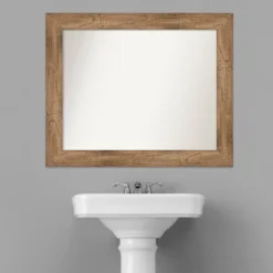 34" X 28" Non-Beveled Owl Wood Bathroom Wall Mirror Brown - Amanti Art -Umbra Home Decor Shop GUEST 499cf15d 8d2f 4fa5 8528 a99243bf8663