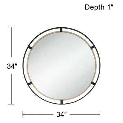Uttermost Crest Round Vanity Decorative Wall Mirror Rustic Distressed Bronze Antiqued Gold Metal Frame 34" Wide For Bathroom Bedroom Living Room House 6 Uttermost Crest Round Vanity Decorative Wall Mirror Rustic Distressed Bronze Antiqued Gold Metal Frame 34" Wide For Bathroom Bedroom Living Room House - Image 6