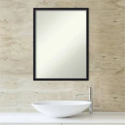 19" X 25" Non-Beveled Lucie Wood Bathroom Wall Mirror Black - Amanti Art -Umbra Home Decor Shop GUEST 4a0d33a2 fd8d 47ad a578 bfc74f8f4f81