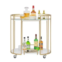 Pavillion 2 Tier Oval Bar Serving Cart Shelves With Glass Mirror Gold - Studio Designs -Umbra Home Decor Shop GUEST 4a1197b3 0bc2 4899 bd47 bcba110a66d6