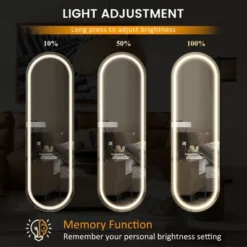 Abilene Full Length Mirror With LED Lights, 63"×20" LED Free Standing Mirror Wall Mirror With Dimming & 3 Color Modes,Arch -The Pop Home -Umbra Home Decor Shop GUEST 4a7a90ac 7f49 47da 856b d40ca73e6657