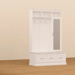 Famapy 47" White Hall Tree With Full-Length Mirror, Shelves, Drawers & Coat Hooks Entry Organizer -Umbra Home Decor Shop GUEST 4a9b614b 8998 4b5e 8052 d586afa11521