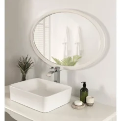 24" X 36" Hogan Oval Decorative Framed Wall Mirror White - Kate & Laurel All Things Decor -Umbra Home Decor Shop GUEST 4ab55b13 6a3b 46fd bab8 8d425fd30fd0