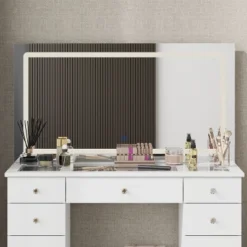 Famapy Stylish White Vanity: Large Mirror, Touch - Screen Lighting, And Ample Storage -Umbra Home Decor Shop GUEST 4ac2929e b8f4 4997 b6f2 f5abb5d84e68