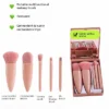 BABYYER 5-Piece Makeup Brush Set With Mirror & Travel Case Hypoallergenic Vegan Bristles For Sensitive Skin,for On-the-Go Touchups (Pink)