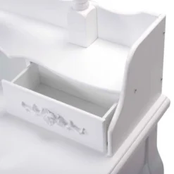 Tangkula Oval Mirror 4 Drawer Vanity Mirror Makeup Table W/ Cushioned Stool White -Umbra Home Decor Shop GUEST 4b84df7c a88d 451d af3b c5ed6c3a7075