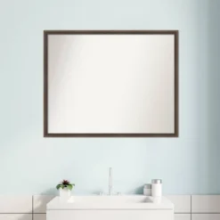 29" X 23" Non-Beveled Hardwood Wedge Wood Bathroom Wall Mirror Mocha Brown - Amanti Art -Umbra Home Decor Shop GUEST 4ba7d756 d5ce 42b7 840b 607a8dd4ca1f