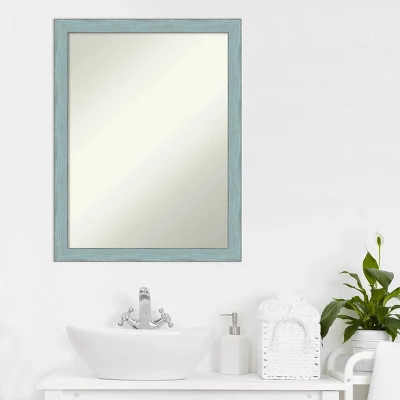 20" X 26" Non-Beveled Sky Blue Rustic Wood Bathroom Wall Mirror - Amanti Art 5 20" X 26" Non-Beveled Sky Blue Rustic Wood Bathroom Wall Mirror - Amanti Art - Image 5