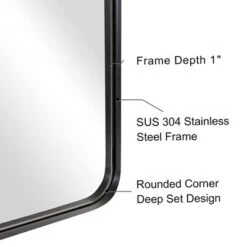 ANDY STAR Modern Decorative 20 X 28 Inch Rectangular Wall Mounted Hanging Bathroom Vanity Mirror With Stainless Steel Metal Frame, Matte Black -Umbra Home Decor Shop GUEST 4cb9af32 dbd9 495f a604 13f8f8469749