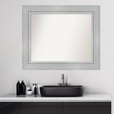 35" X 29" Non-Beveled Romano Silver Wood Bathroom Wall Mirror - Amanti Art 5 35" X 29" Non-Beveled Romano Silver Wood Bathroom Wall Mirror - Amanti Art - Image 5