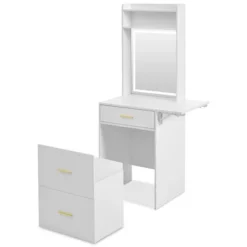 DOMETOUR Small Vanity Desk With Mirror, Light, Charging Station & Hidden Stool, Compact Makeup Vanity Set For Small Space, White 29 DOMETOUR Small Vanity Desk With Mirror, Light, Charging Station & Hidden Stool, Compact Makeup Vanity Set For Small Space, White -Umbra Home Decor Shop GUEST 4d1610e9 1a3b 40d7 b568 787534b3fed2