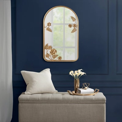 Adaline Arched Metal Floral Wall Mirror Gold - Madison Park 6 Adaline Arched Metal Floral Wall Mirror Gold - Madison Park - Image 6