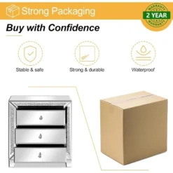 VINGLI Mirrored Nightstand Glass End Table, 23" W Silver Night Stand For Bedroom, Mirrored Bedside Table With Storage, Glass Mirror Nightstand -Umbra Home Decor Shop GUEST 4d89b7e4 ada7 4337 99e4 ad732a8fa6f5