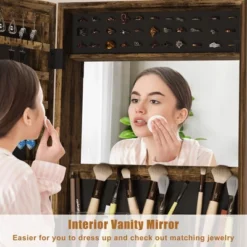 Swivel Jewelry Cabinet, Lockable Standing Jewelry Organizer With Full-Length Mirror, Rear Storage Shelves, Interior Mirror, Jewelry -Umbra Home Decor Shop GUEST 4e27c6ec a47c 4d73 bca1 e8aa6a752d26