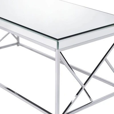 Evelyn Mirror Top Cocktail Table Chrome - Steve Silver Co.: Geometric Iron Base, Rectangle Shape 2 Evelyn Mirror Top Cocktail Table Chrome - Steve Silver Co.: Geometric Iron Base, Rectangle Shape - Image 2
