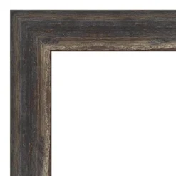 Amanti Art Bark Rustic Char Narrow Petite Bevel Bathroom Wall Mirror 27.5 X 21.5 In.