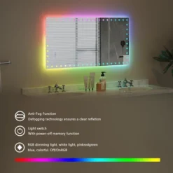 LED Bathroom Mirror RGB Backlight Front Lighted Anti-Fog Dimmable Wall Mounted Vanity Mirror Touch Control Adjustable Brightness 48 X 24inch -Umbra Home Decor Shop GUEST 4ebc27b3 9b14 4249 baf7 fa010f805ea7