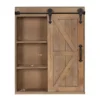 Decorative Wood Wall Storage Cabinet With Vanity Mirror And Sliding Barn Door Rustic Brown - Kate & Laurel All Things Decor