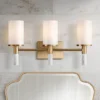Possini Euro Design Lucius 21 3/4" High Modern 3 Light Bathroom Vanity Wall Lamp Light Fixture Mount Over The Sink Mirror Hardwired Soft Gold
