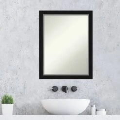 21" X 27" Non-Beveled Eva Narrow Bathroom Wall Mirror Black - Amanti Art -Umbra Home Decor Shop GUEST 4fa1e8f0 359a 4c3c 9191 d66bf9600081