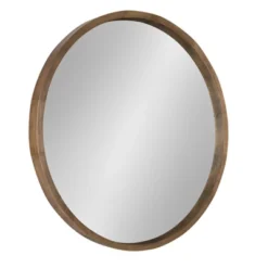 Kate And Laurel Hutton Round Decorative Wood Frame Wall Mirror