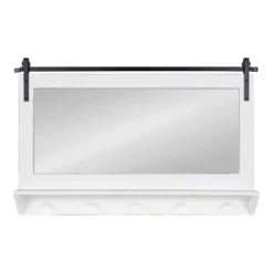 42" X 27" Cates Framed Wall Mirror With Shelf And Hooks White - Kate & Laurel All Things Decor