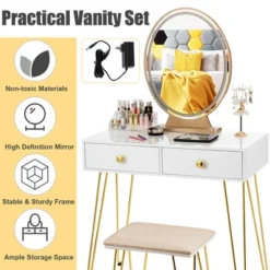 Costway Vanity Makeup Dressing Table W/ 3 Lighting Modes Mirror Touch Switch White -Umbra Home Decor Shop GUEST 519b7bed f826 4e74 9732 29df1192b748