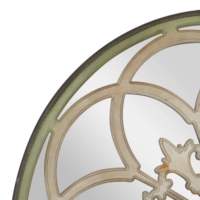 Wood Floral Medallion Wall Mirror White - Olivia & May 3 Wood Floral Medallion Wall Mirror White - Olivia & May - Image 3