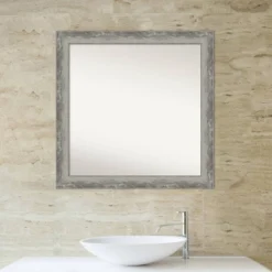 31" X 31" Non-Beveled Waveline Silver Narrow Bathroom Wall Mirror - Amanti Art -Umbra Home Decor Shop GUEST 5353b88f cdaf 4fb4 accd 35a3c93067f1
