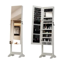 Maliang Standing Jewelry Cabinet Armoire With Full Length Mirror, Lockable, White -Umbra Home Decor Shop GUEST 53c9d859 89ba 4a19 96ca 7656c5e34f21