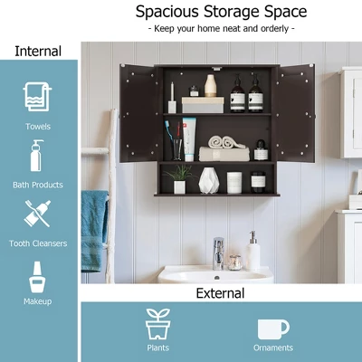 Costway Wall Mount Mirror Cabinet 2 Costway Wall Mount Mirror Cabinet - Image 2