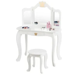 Costway Kids Makeup Dressing Table Chair Set Princess Vanity & Tri-folding Mirror -Umbra Home Decor Shop GUEST 549428e0 8d87 4399 9f0b 13662cc26a54
