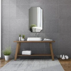 Uttermost Lennox Nickel Scalloped Corner Wall Mirror – 22"x40" Rectangular Accent