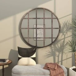 Metal Wall Mirror With Grid Frame Black - CosmoLiving By Cosmopolitan -Umbra Home Decor Shop GUEST 55141f98 1ebb 49d3 8949 c9947995e6d0