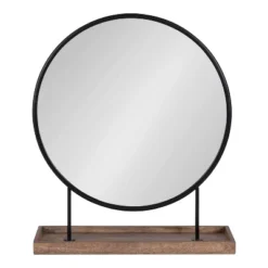 18" X 22" Maxfield Round Tabletop Mirror Black/Natural - Kate & Laurel All Things Decor