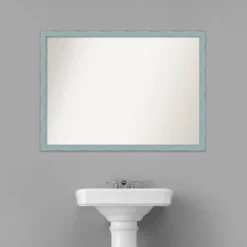 40" X 29" Non-Beveled Sky Blue Rustic Wood Bathroom Wall Mirror - Amanti Art -Umbra Home Decor Shop GUEST 553d26ef ad40 49e5 a3dc 9e5eaae3b383