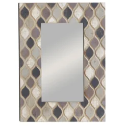 Wood Wall Mirror With Diamond Pattern Beige - Olivia & May -Umbra Home Decor Shop GUEST 5576e255 c387 411b a016 25669450e85a
