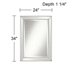 Uttermost Roseau Rectangular Vanity Wall Mirror Modern Beveled Silver Pewter Beaded Border Frame 24" Wide Bathroom Bedroom Living Room House Entryway -Umbra Home Decor Shop GUEST 55a487d6 0b6f 4a82 ad04 e155d4ef5ce2