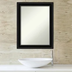 22" X 28" Non-Beveled Corded Bathroom Wall Mirror Black - Amanti Art -Umbra Home Decor Shop GUEST 5621cacf 1f6d 4d32 86bb e9e93456fc4b