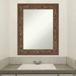 24" X 30" Non-Beveled Bridge Wood Bathroom Wall Mirror Brown - Amanti Art -Umbra Home Decor Shop GUEST 56509d96 9d9e 46f0 8483 f028b55e469e